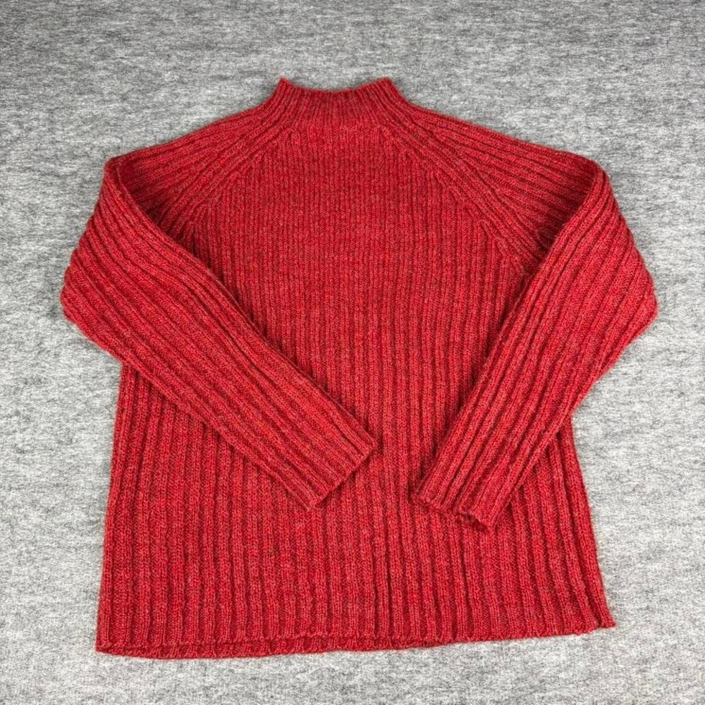 Express Tricot Red Ribbed Mock Neck Sweater Mens Medium Raglan Wool - Picture 2 of 5